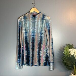 LOGO Layers Blue and Purple Tie Dye Sheer Long Sleeve Top